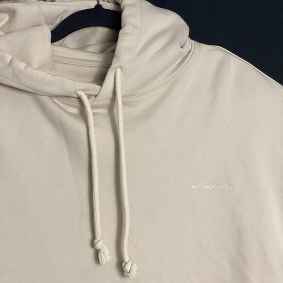 Le 17 Septembre Homme Mens Tan Embroidered Hooded Pullover Sweatshirt Size 46 - Picture 3 of 6